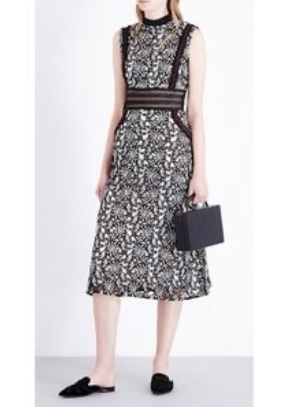 Black and White Classic Self Portrait MIDI Skirt